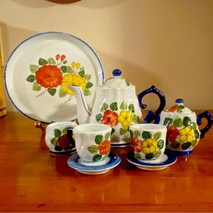 Vintage Miniature Porcelain Tea Set - Estate Sale Find - Blue Floral - Lovely!
